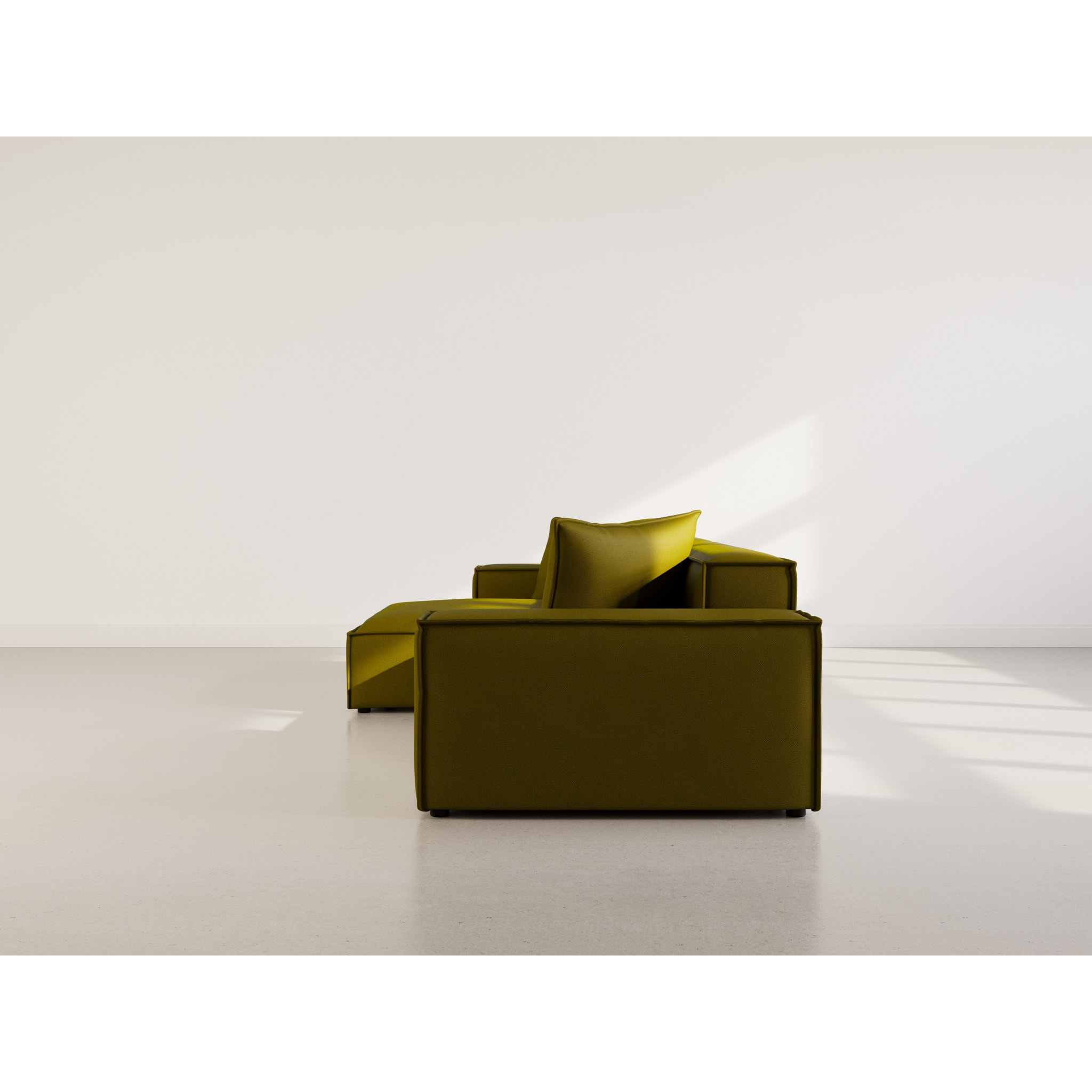 Atlas - Canapé d'angle réversible 4 places en velours texturé - Vert Olive