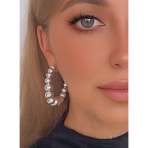 Pendiente de aro con bolas plata 10µ CBS