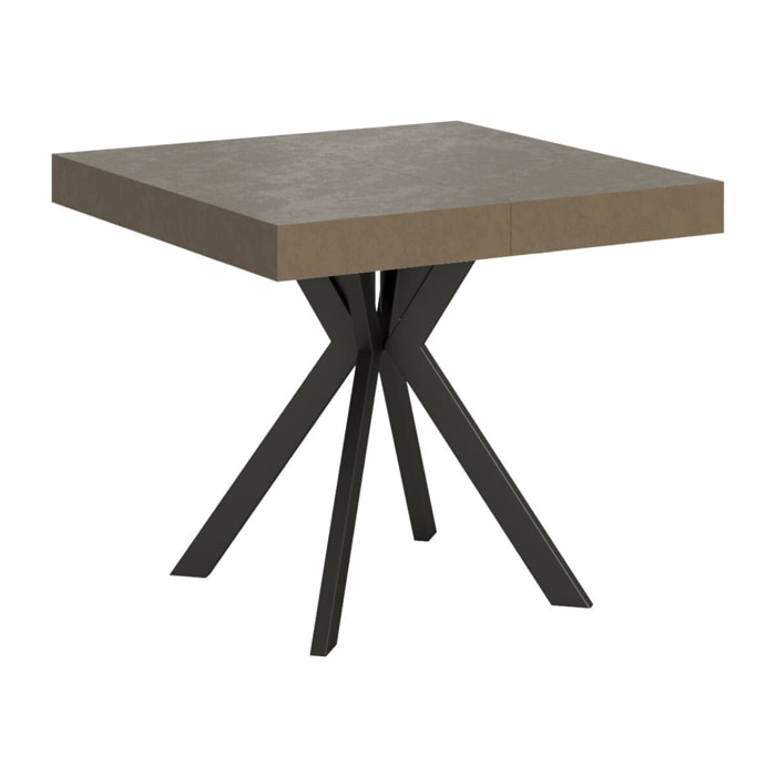 Table extensible 90x90/194 cm Dolcezza taupe pieds anthracite