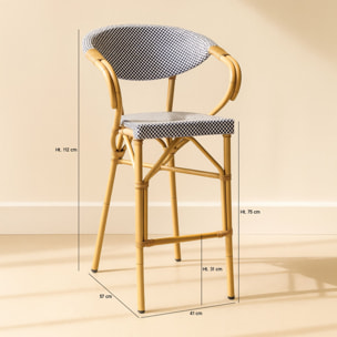 Lot de 2 fauteuils de bar extérieur en aluminium effet rotin bleu AMALFI