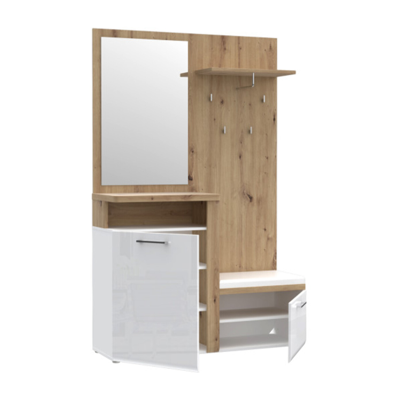 Vestiaire d'entrée avec banc et miroir L. 128 cm - TOULOUSE