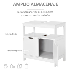 Conjunto de Baño Juego de Armario de Baño con Cajón 3 Estantes y Mueble para Debajo del Lavabo con 2 Puertas Antivuelco 60x33x122,5 cm 60x30x60 cm Blanco