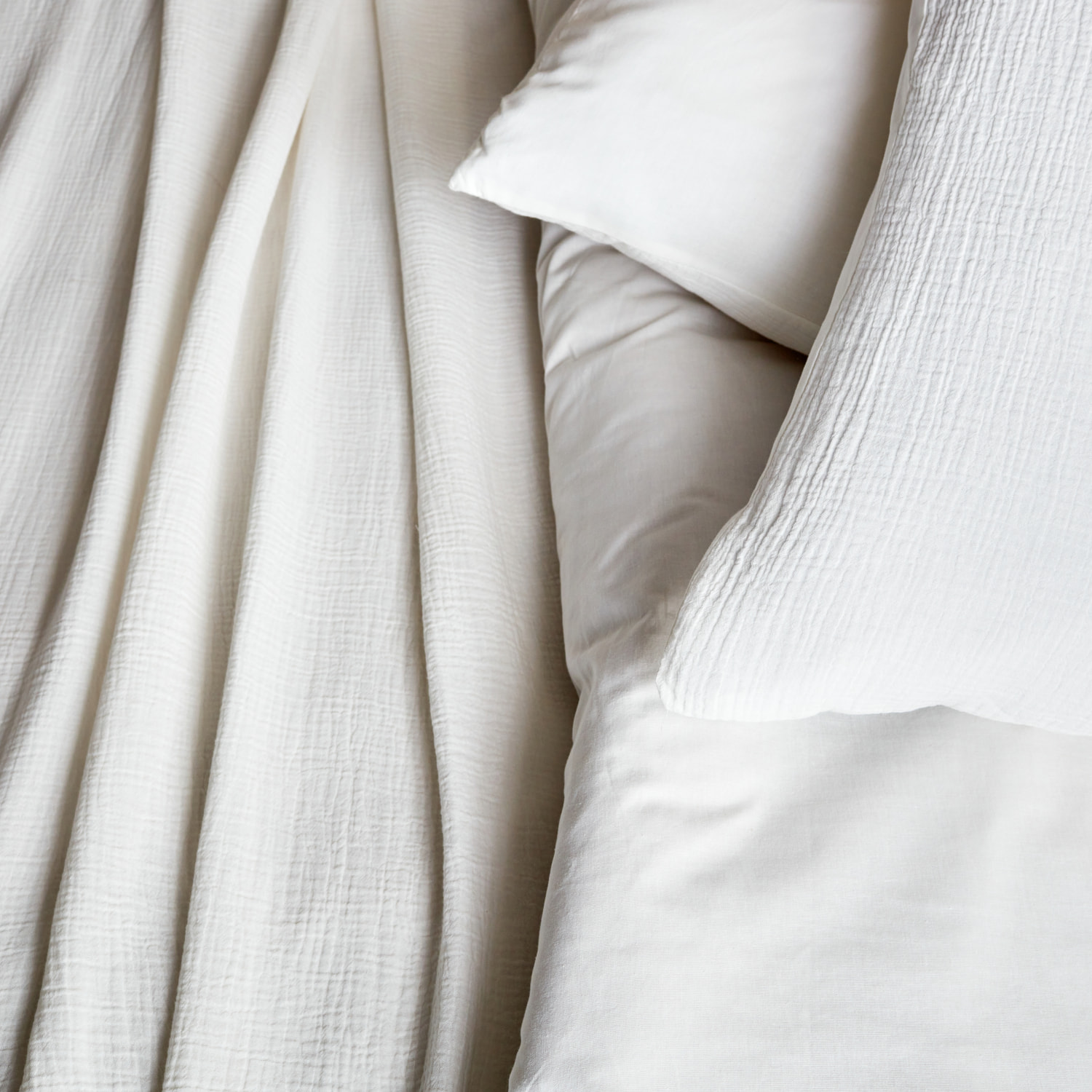Parure de lit gaze de coton blanc ALIX