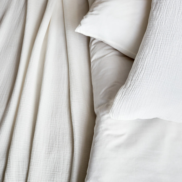 Parure de lit gaze de coton blanc ALIX