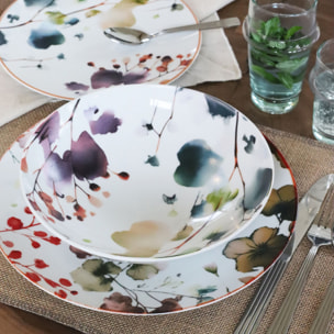 Lot de 6 assiettes creuses en porcelaine blanche 21cm AQUARELLE