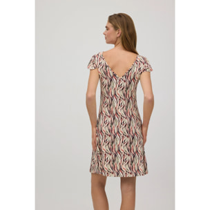Abito corto stampato con scollo a V