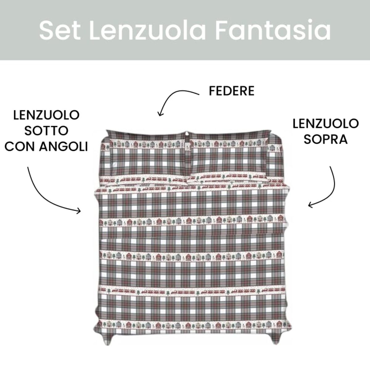 Completo lenzuola in cotone - BEIGE SCOZZESE