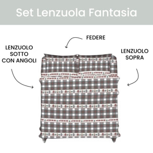 Completo lenzuola in cotone - BEIGE SCOZZESE