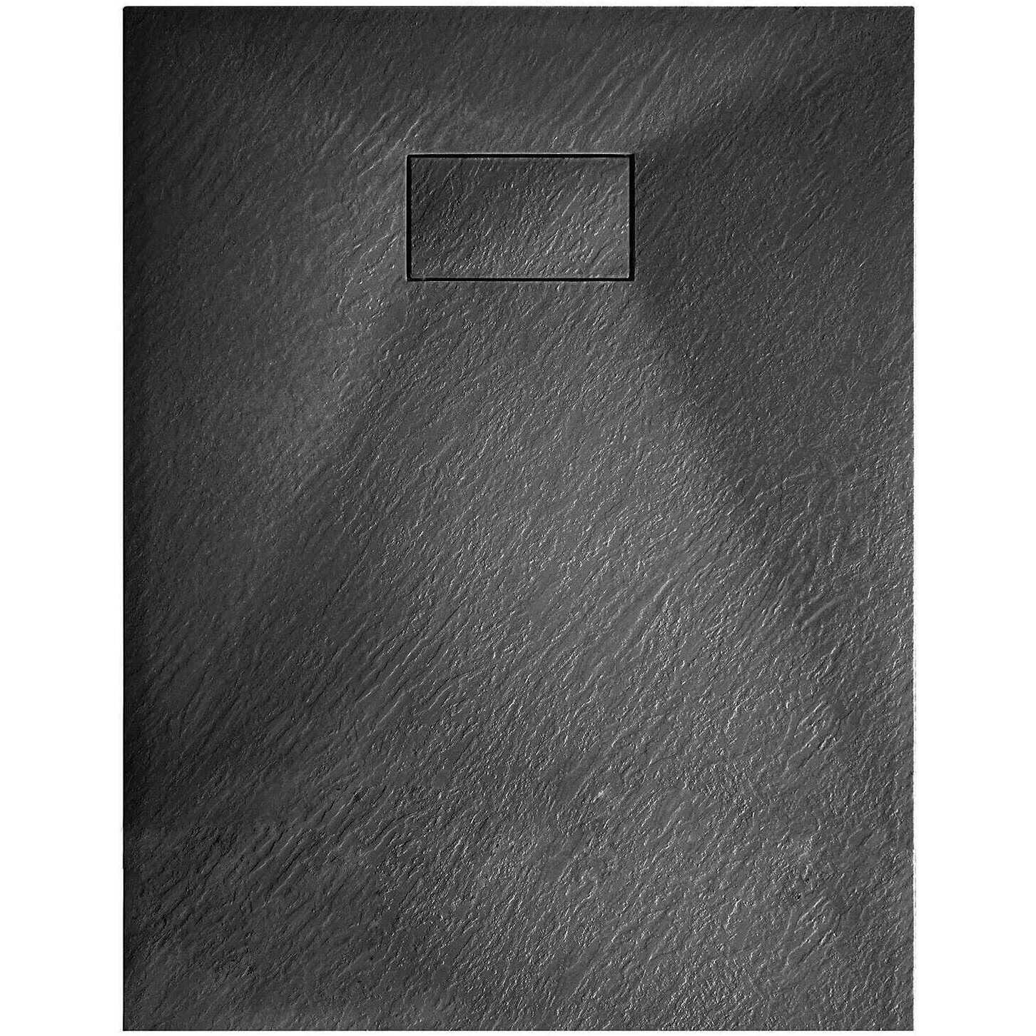 Piatto Doccia Spessore 2.6 Cm Resina SMC Effetto Pietra Stone Ardesia Antiscivolo Riducibile Filopavimento Con Griglia Di Copertura Nero 70x150 Cm