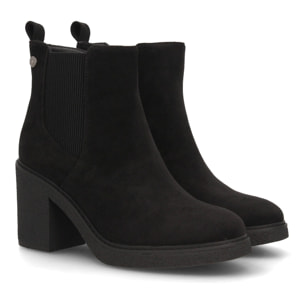 Botines Chelsea Mujer Negros con Plataforma y Tacón Ancho