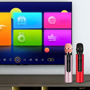 Microfono karaoke con altoparlante integrato, Bluetooth 5.0. Batteria da 2000 mAh. Tipo di condensatore.