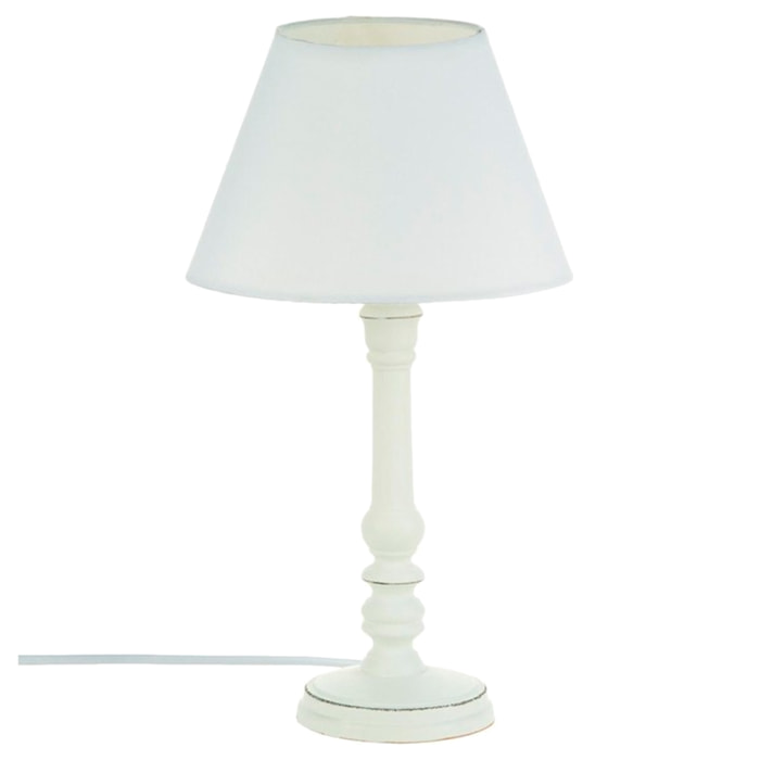 LÁMPARA DE MADERA BLANCA H.36CM