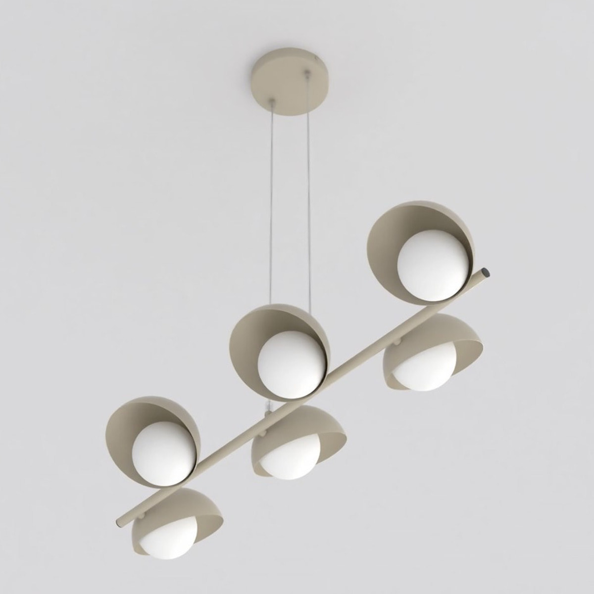 Lampada a sospensione BOOM lineare in acciaio moka e vetro