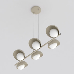 Lampada a sospensione BOOM lineare in acciaio moka e vetro