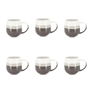 Lot de 6 mugs marron en grès 44cl RIGA