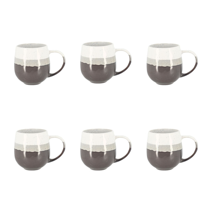 Lot de 6 mugs marron en grès 44cl RIGA