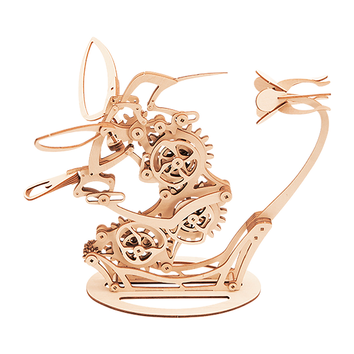 Modello in legno 3D, design di Colibrì meccanico.