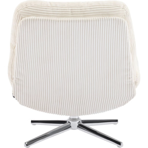 Fauteuil pivotant en velours cotelé et piètement chromé - JULIA