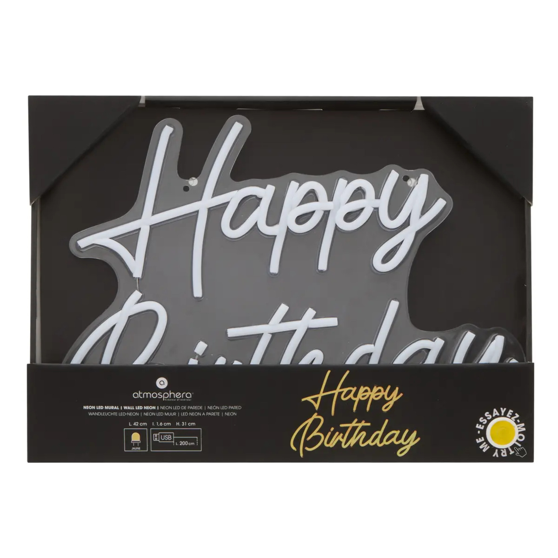 Néon LED "Happy birthday" 31x42cm