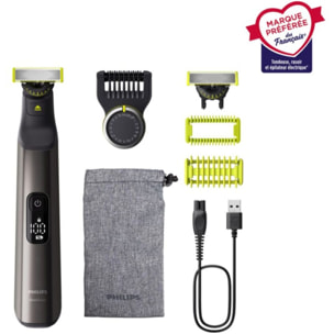 Tondeuse multi usages PHILIPS OneBlade Pro 360 QP6552/15, molette réglable, 14 hauteurs de coupe, précision 0,4 mm, 120 mn