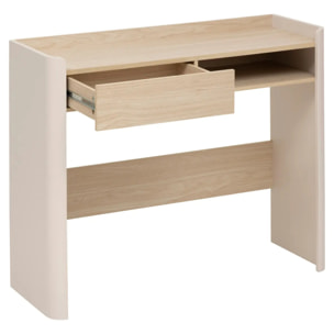 Console Roundy blanc ivoire et bois