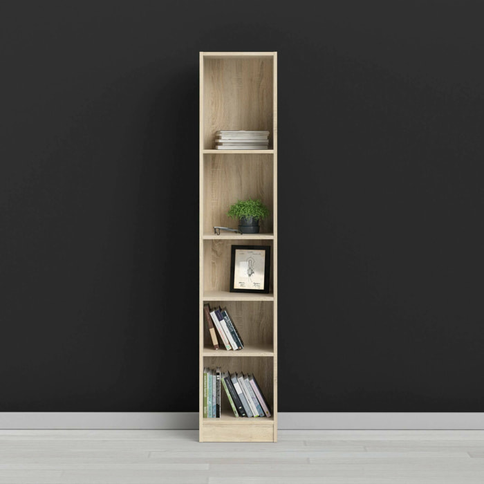 Libreria Albregio, Scaffale da ufficio, Mobile portalibri, Biblioteca, 41x27 h203 cm, Quercia