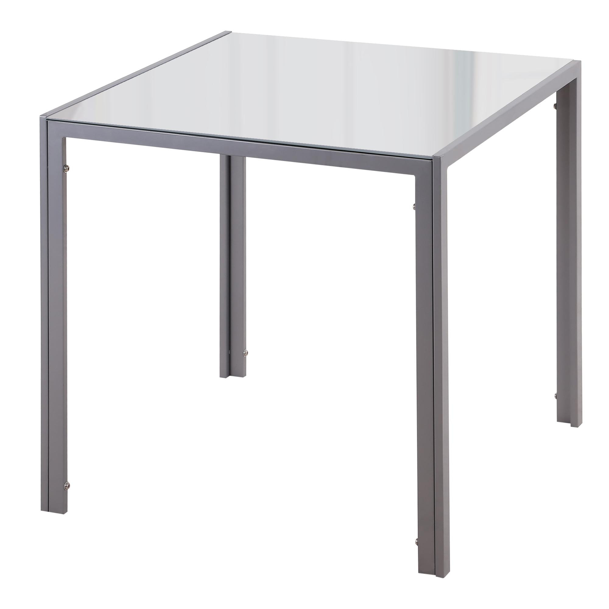 HOMCOM Mesa de Comedor de Cristal Mesa de Cocina Salón Cuadrada para 4 Personas con Patas de Metal 75x75x75 cm Gris