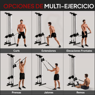 Máquina Polea Alta y Baja de Pared, de Doble Polea Ajustable en 15 Posiciones, Máquina de Musculación, Multifunción Lat Pulldown para Entrenamiento de Fitness en Gimnasio, Casa