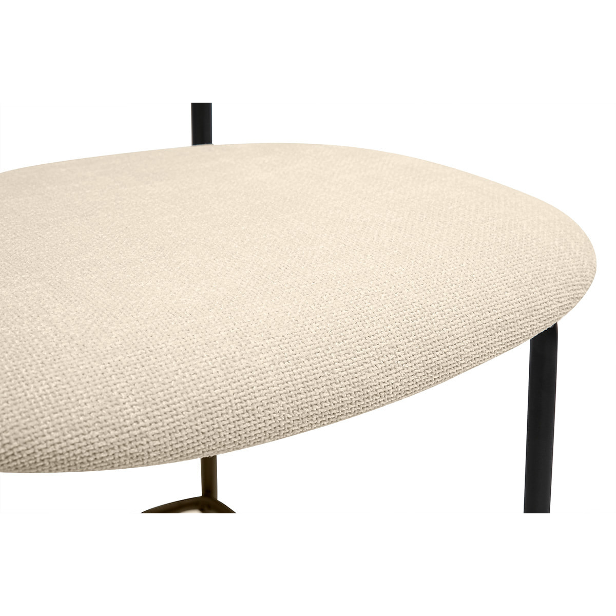 Tabourets design en tissu effet velours texturé beige, métal noir et cannage rotin (lot de 2) MIRANDA