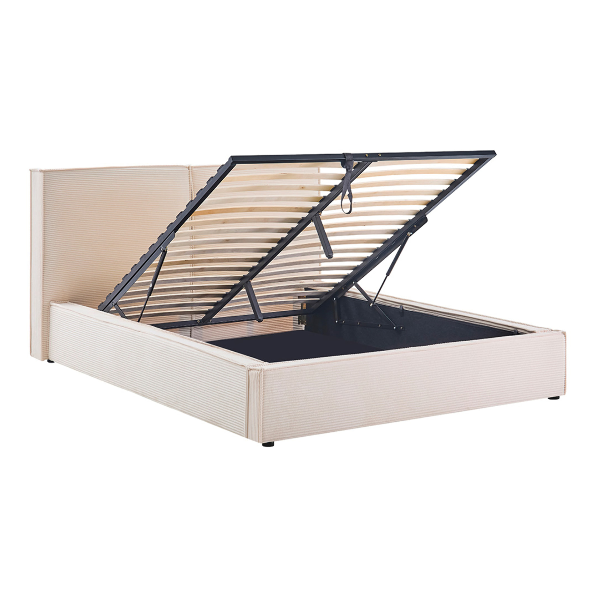 Lit Coffre en velours côtelé Intemporel | Coloris Beige