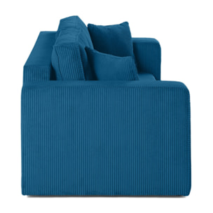 Topaze - canapé droit 2 places - en velours côtelé - Bleu Ardoise