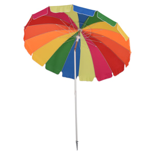 Parasol inclinable rond Ø 220 cm tissu polyester haute densité anti-UV mât démontable alu sac de transport inclu multicolore