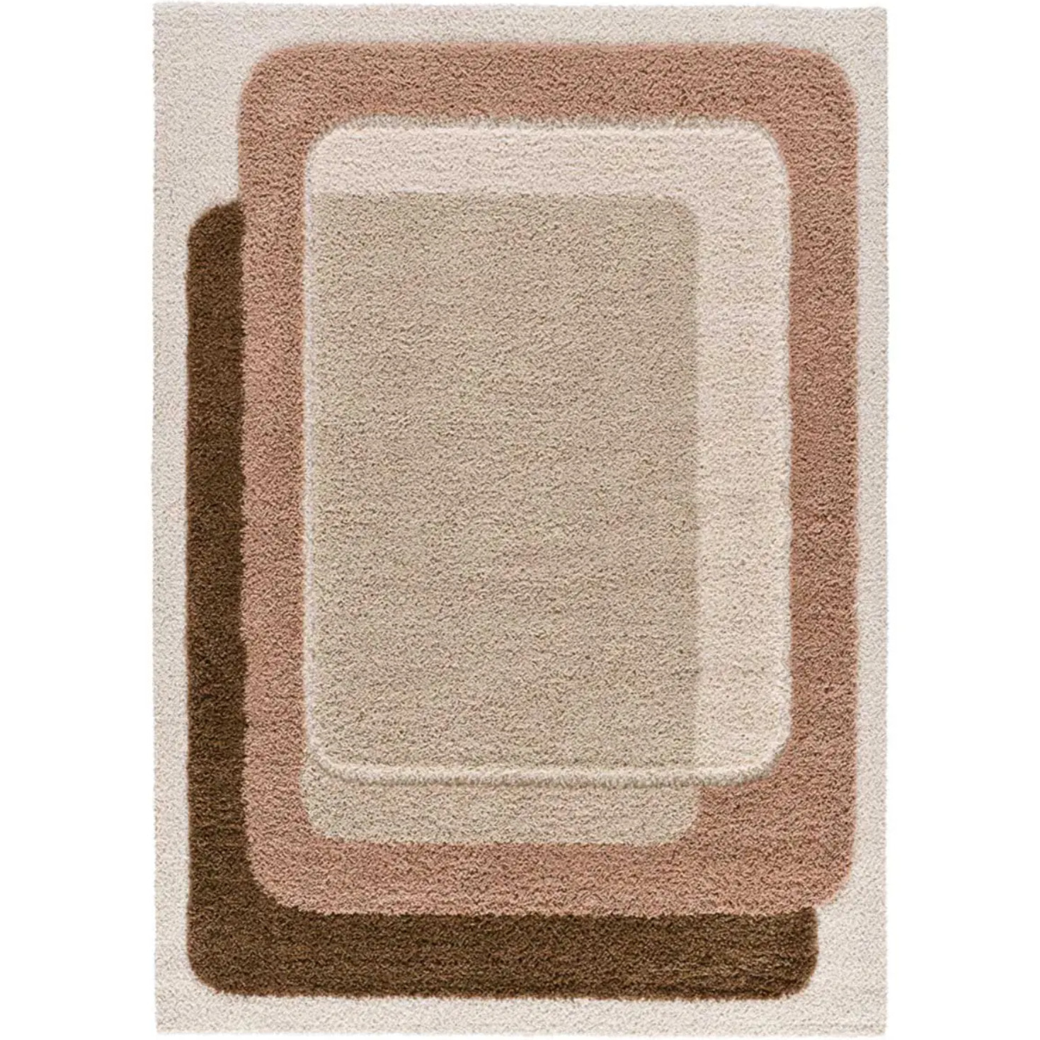 EMBER Alfombra infantil shaggy escandinava Beige y Rosa, varias medidas disponibles.