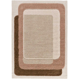EMBER Alfombra infantil shaggy escandinava Beige y Rosa, varias medidas disponibles.