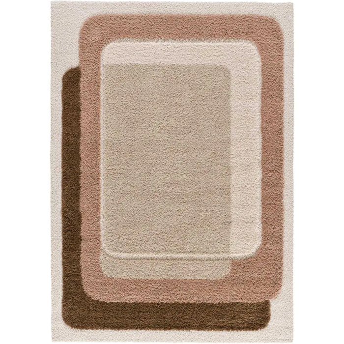 EMBER Alfombra infantil shaggy escandinava Beige y Rosa, varias medidas disponibles.