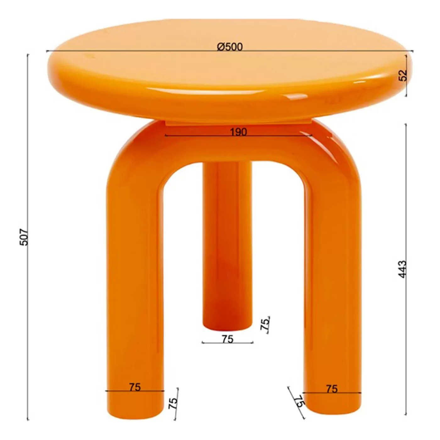 Table d'appoint Eliano 50cm orange Kare Design
