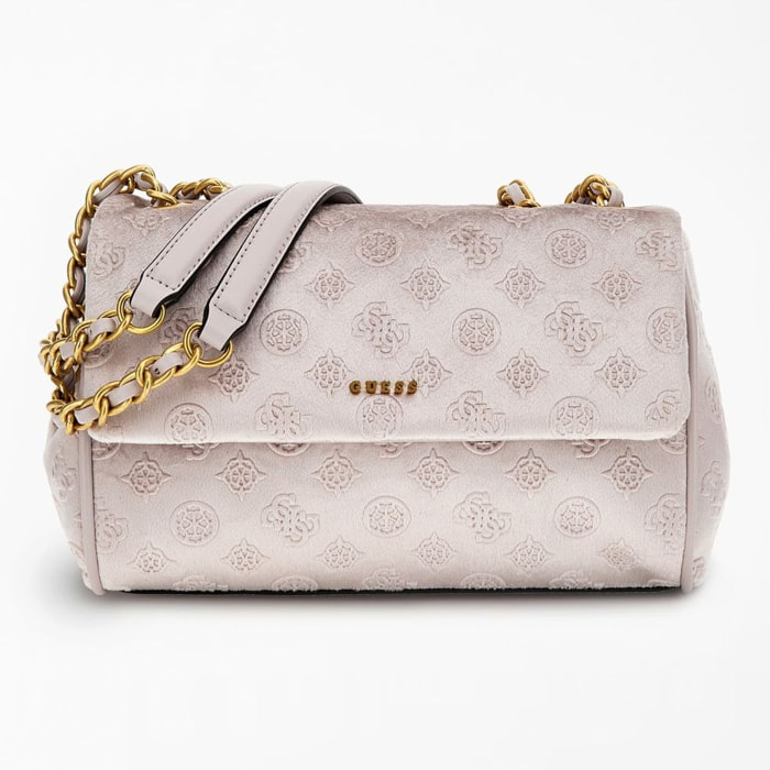 Borsa a tracolla Kimi - logo in rilievo - color argento