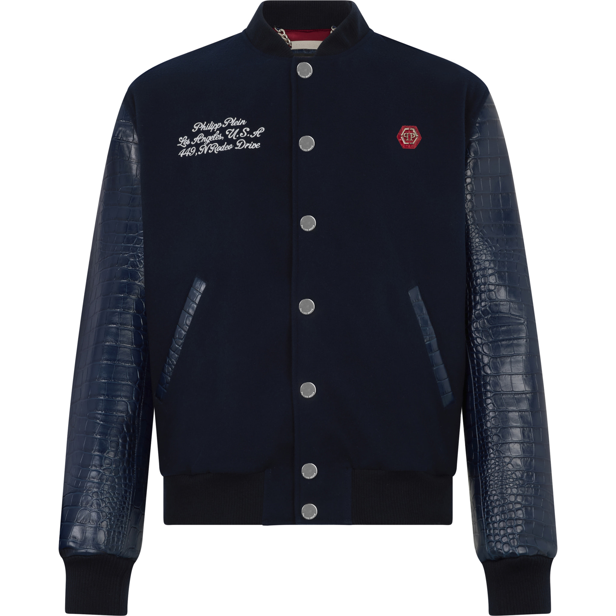 PHILIPP PLEIN Varsity Bomber Cocco Sleeves Los Angeles