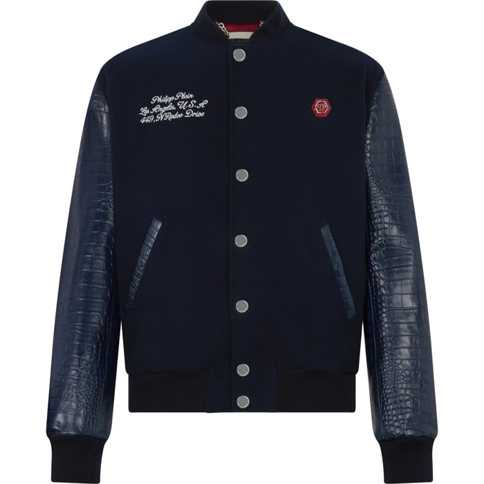 PHILIPP PLEIN Varsity Bomber Cocco Sleeves Los Angeles