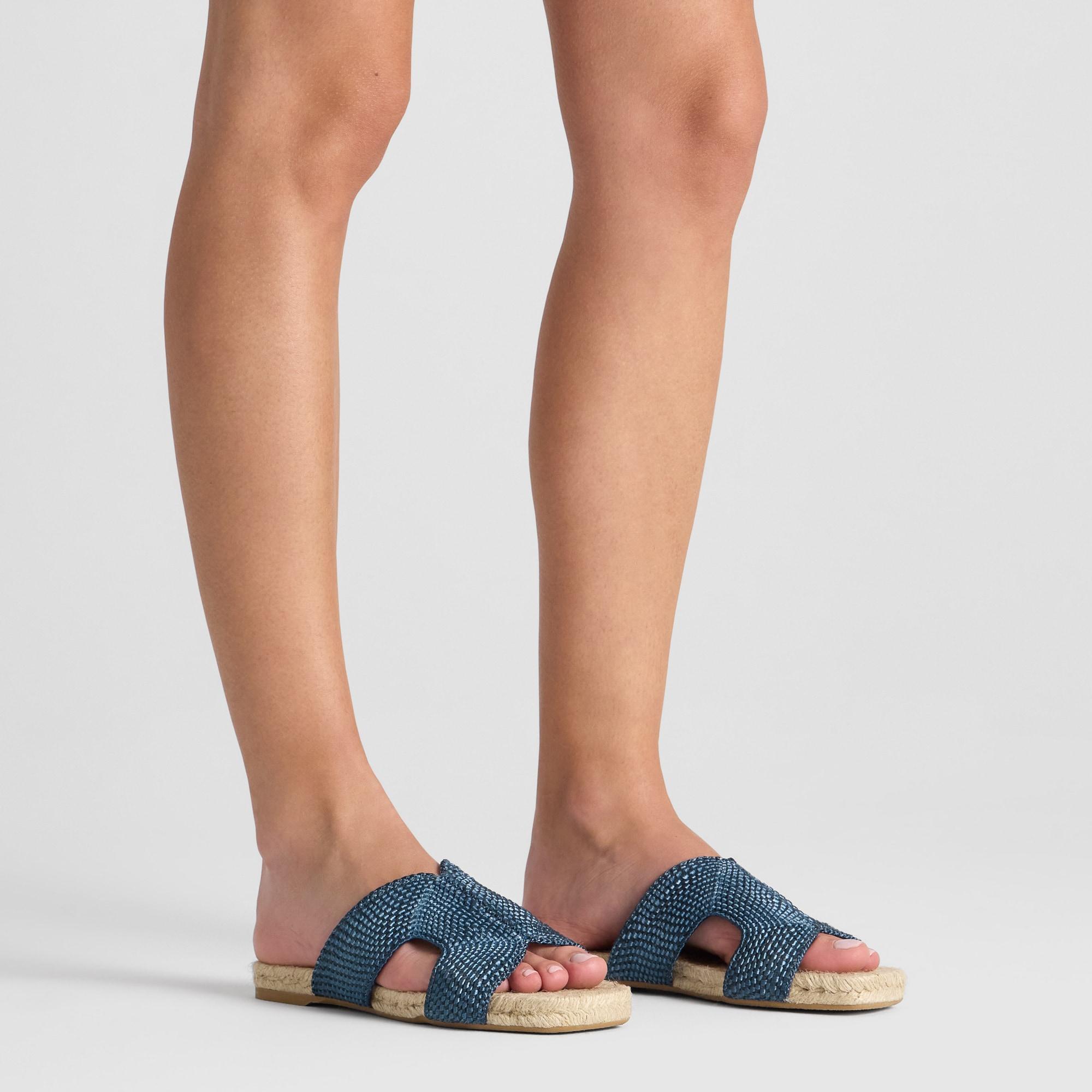 Sandalia plana Pura en rayón y lino trenzados con suela de yute cosida