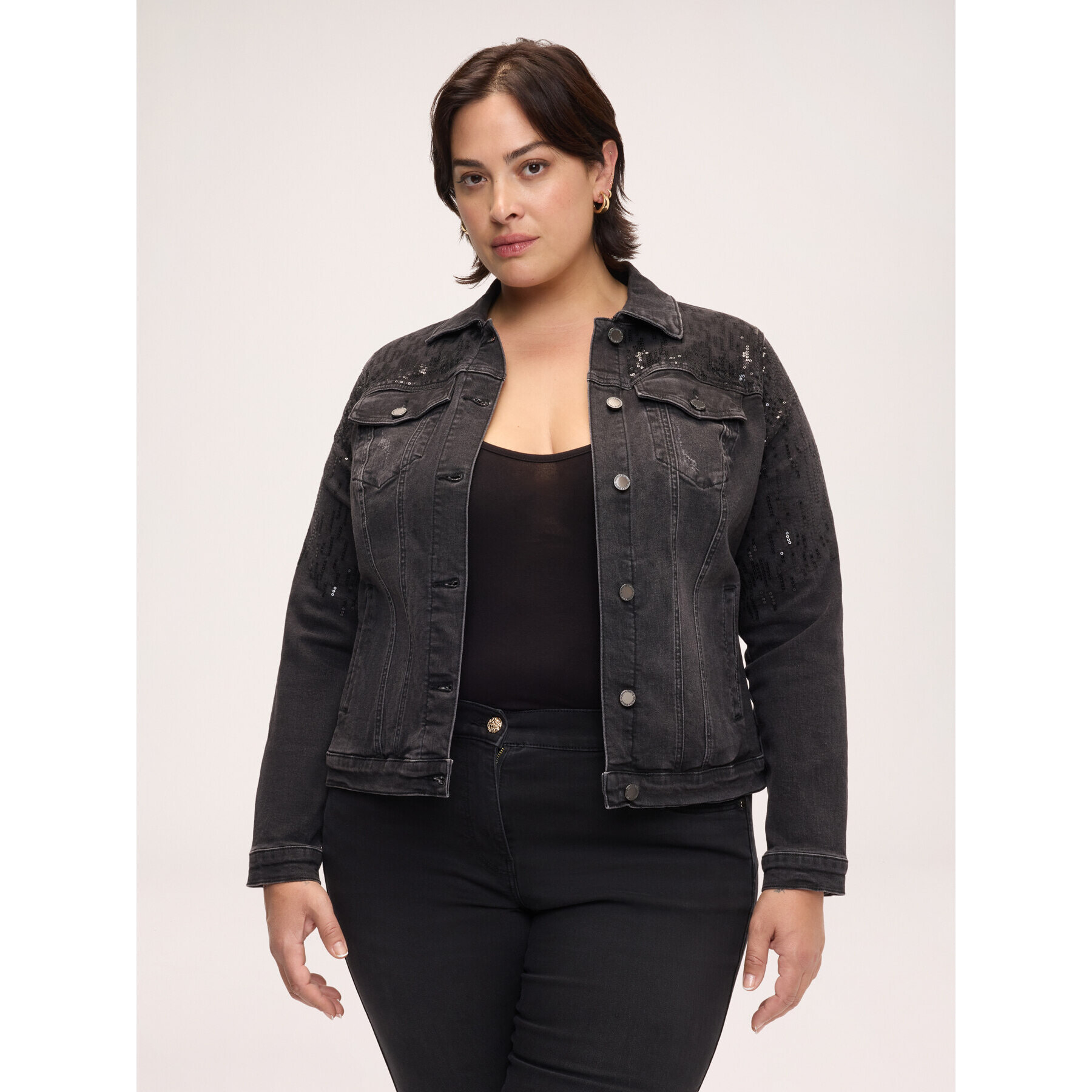 Fiorella Rubino - Giacca in denim con paillettes - Nero