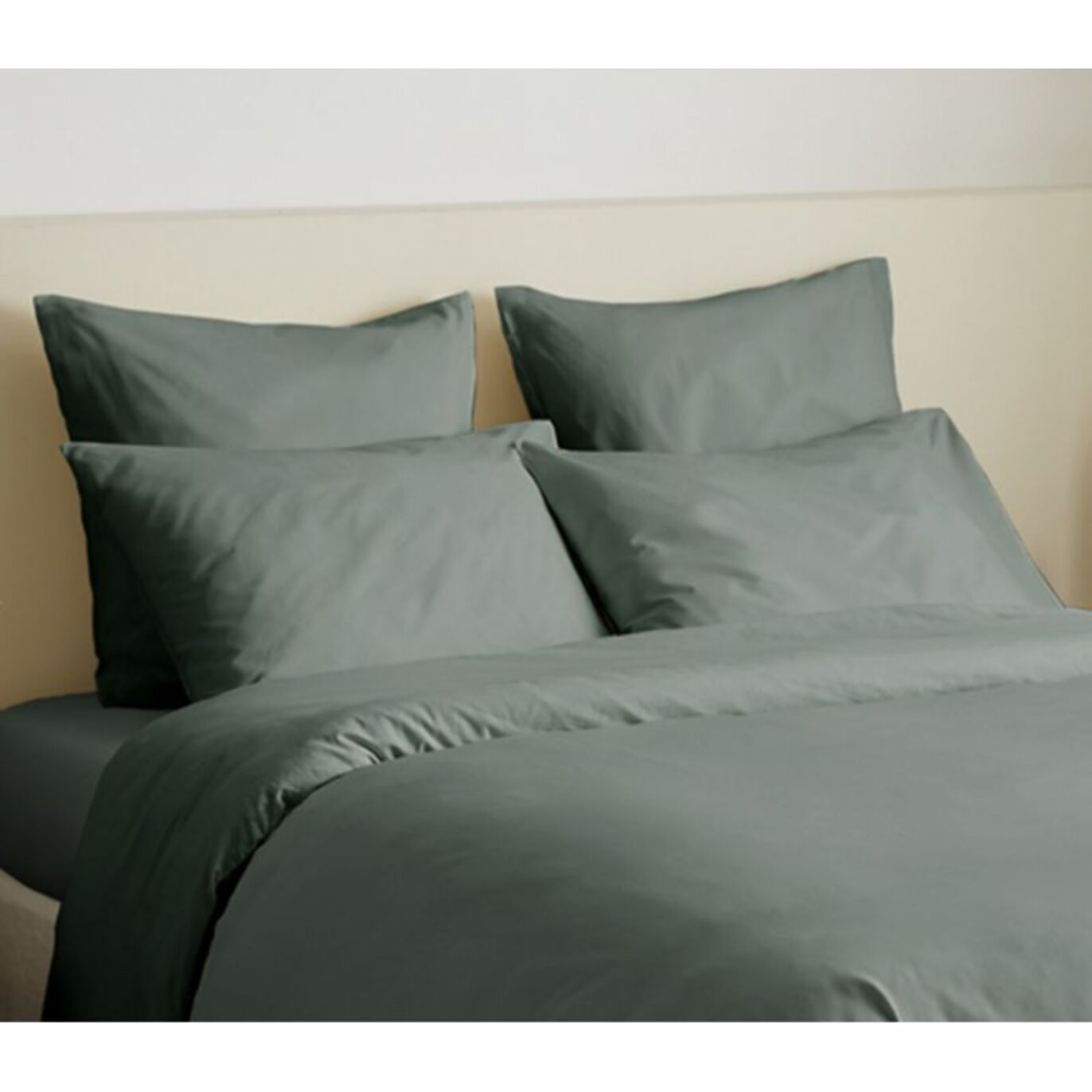 Pack complet 6 pièces unicolore Eucalyptus housse de couette pour lit 180 x 200 cm "King size"