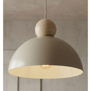 Lampada a sospensione Kaki in acciaio e legno mokka