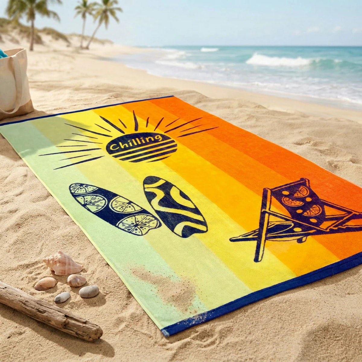 Serviette de plage éponge velours Jacquard - Sully - 90x170cm - 400g/m²