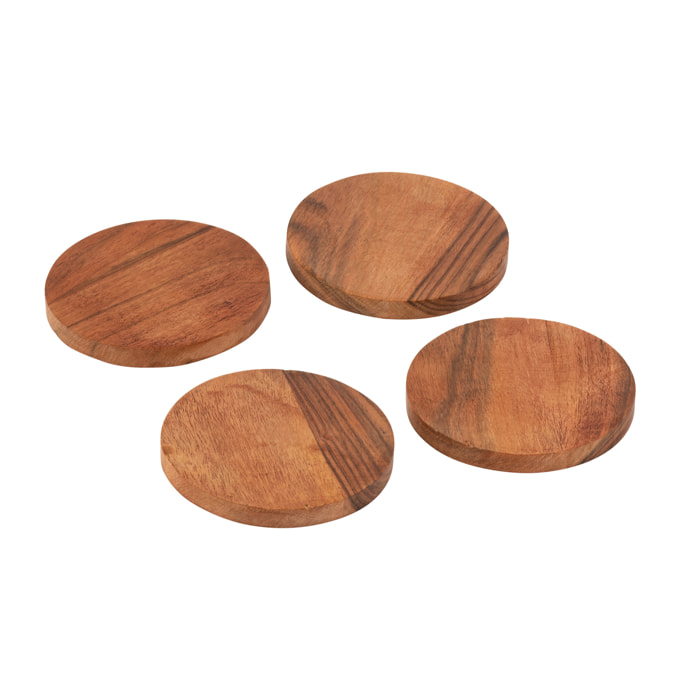 J-Line dessous de verre Rond Acacia - bois - naturel - 4 pièces