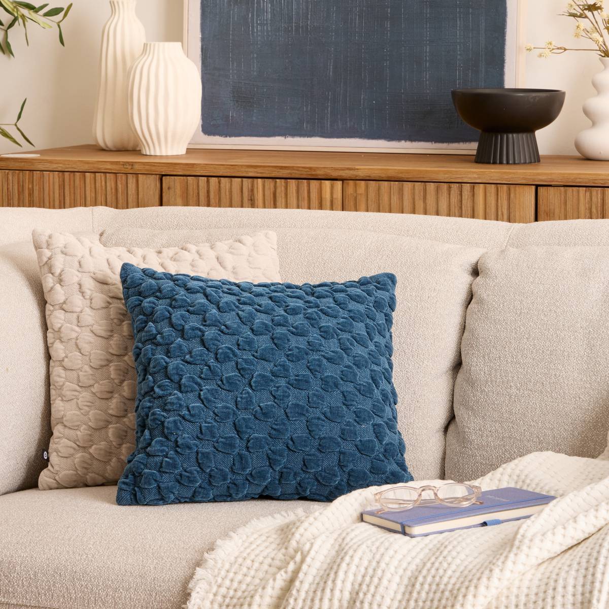 Coussin Nova bleu egéen 40x40cm