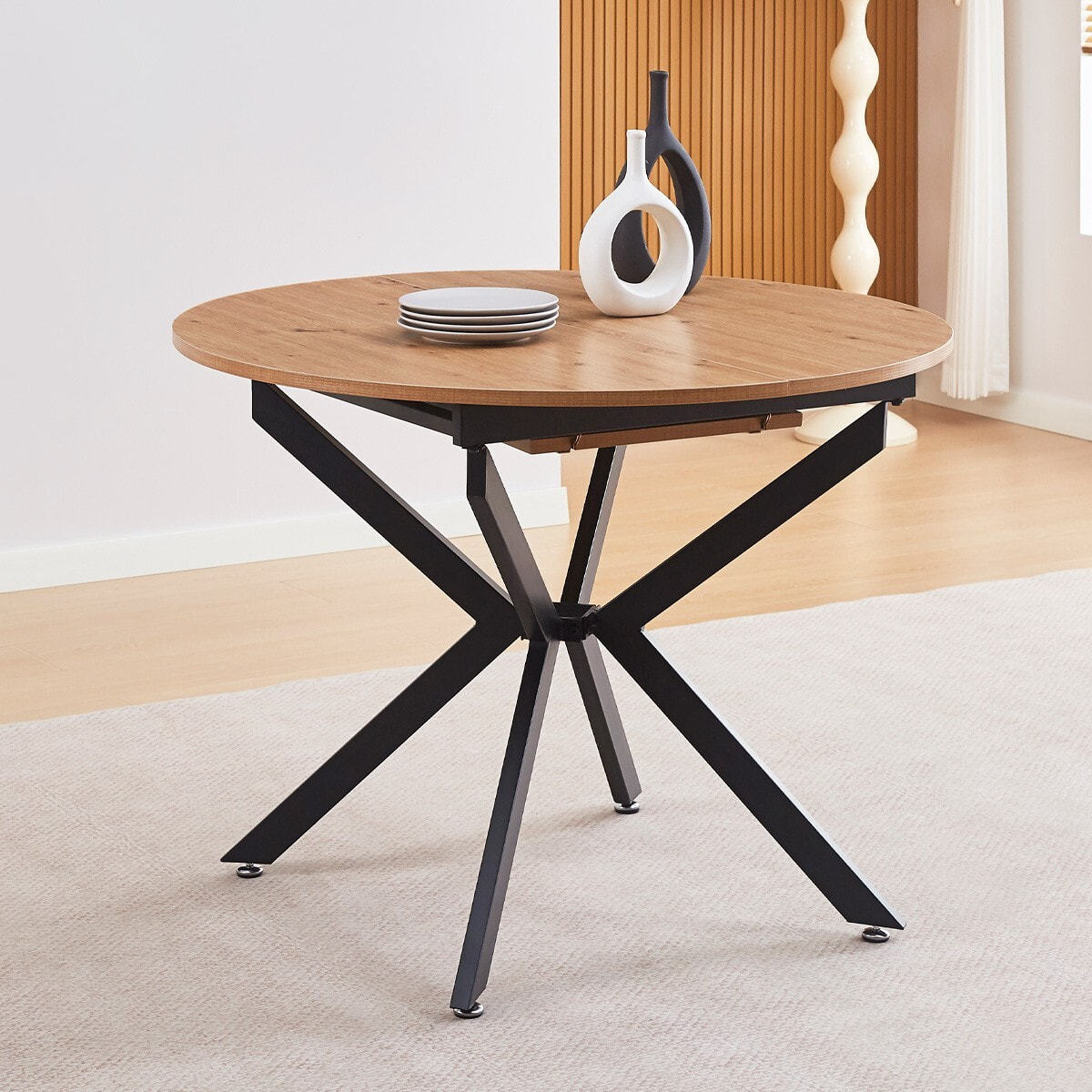 Table à manger extensible effet bois 4/6 personnes - MARIUS