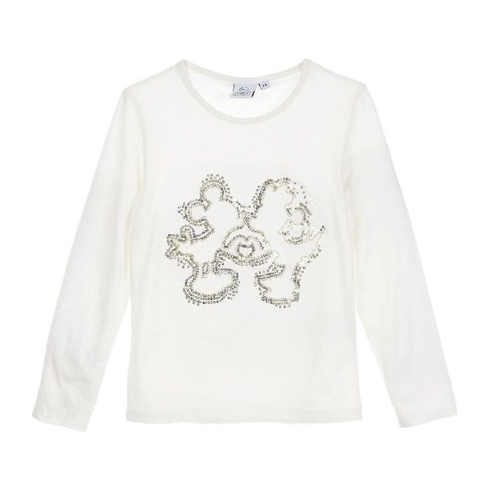 Maglia con paillettes bianca Mickey e Minnie Kiss Lei Disney