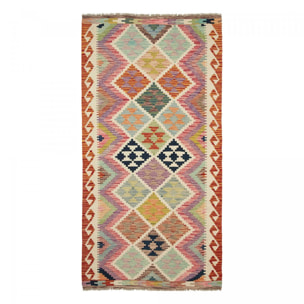 Tapis kilim, motif ethnique authentique, tissé plat en laine