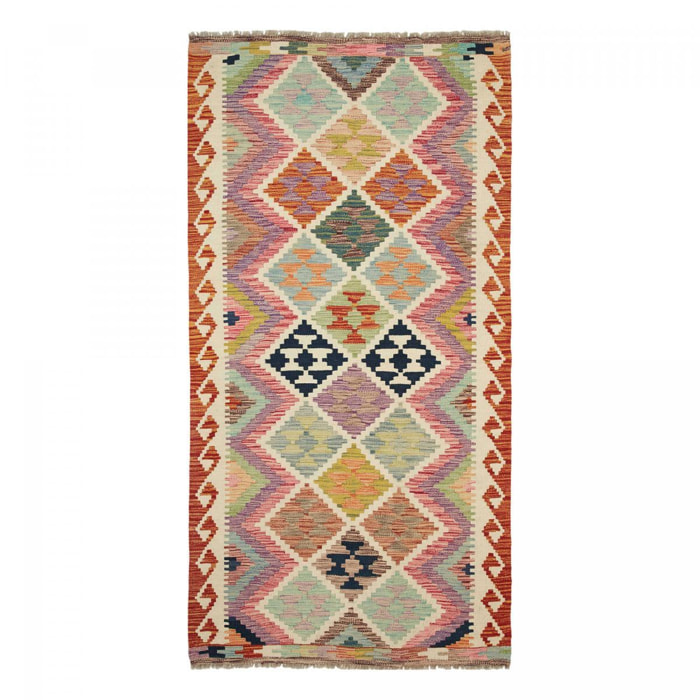 Tapis kilim, motif ethnique authentique, tissé plat en laine